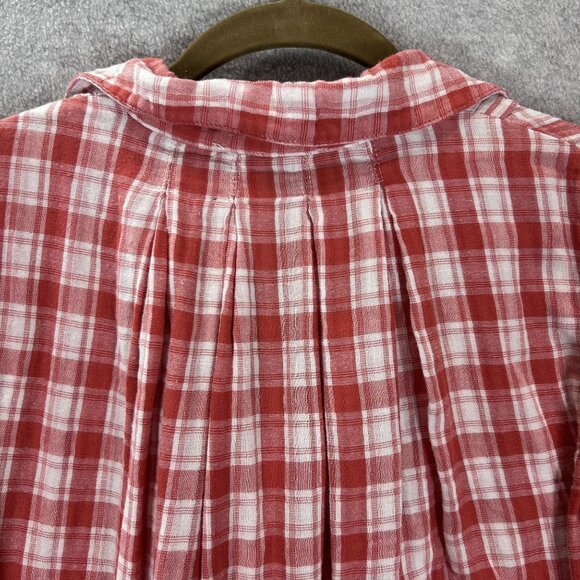 Entro Womens Small  Shift Dress Red White Plaid Tunic Top Cottage Core Pockets - Picture 10 of 15